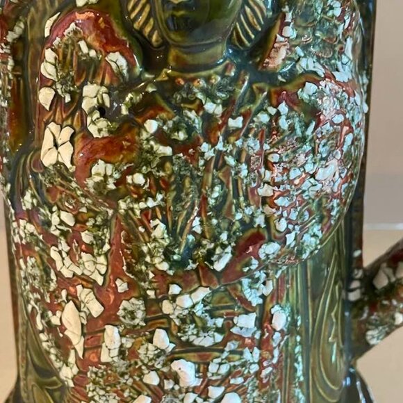 VTG 1975 Large Brutalist Art Pottery Virgo Tankard Stein Vase Signed & Dated - Picture 9 of 14